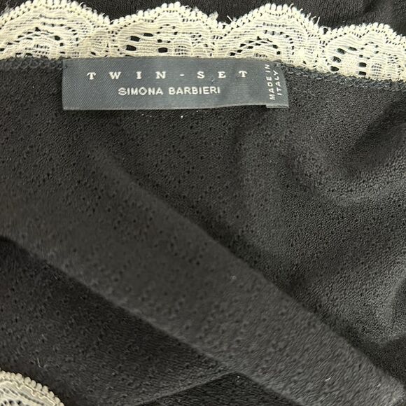 Twin Set by Simona Barbieri Viscose Blend Trim Cardigan In Black Size S - Picture 4 of 8
